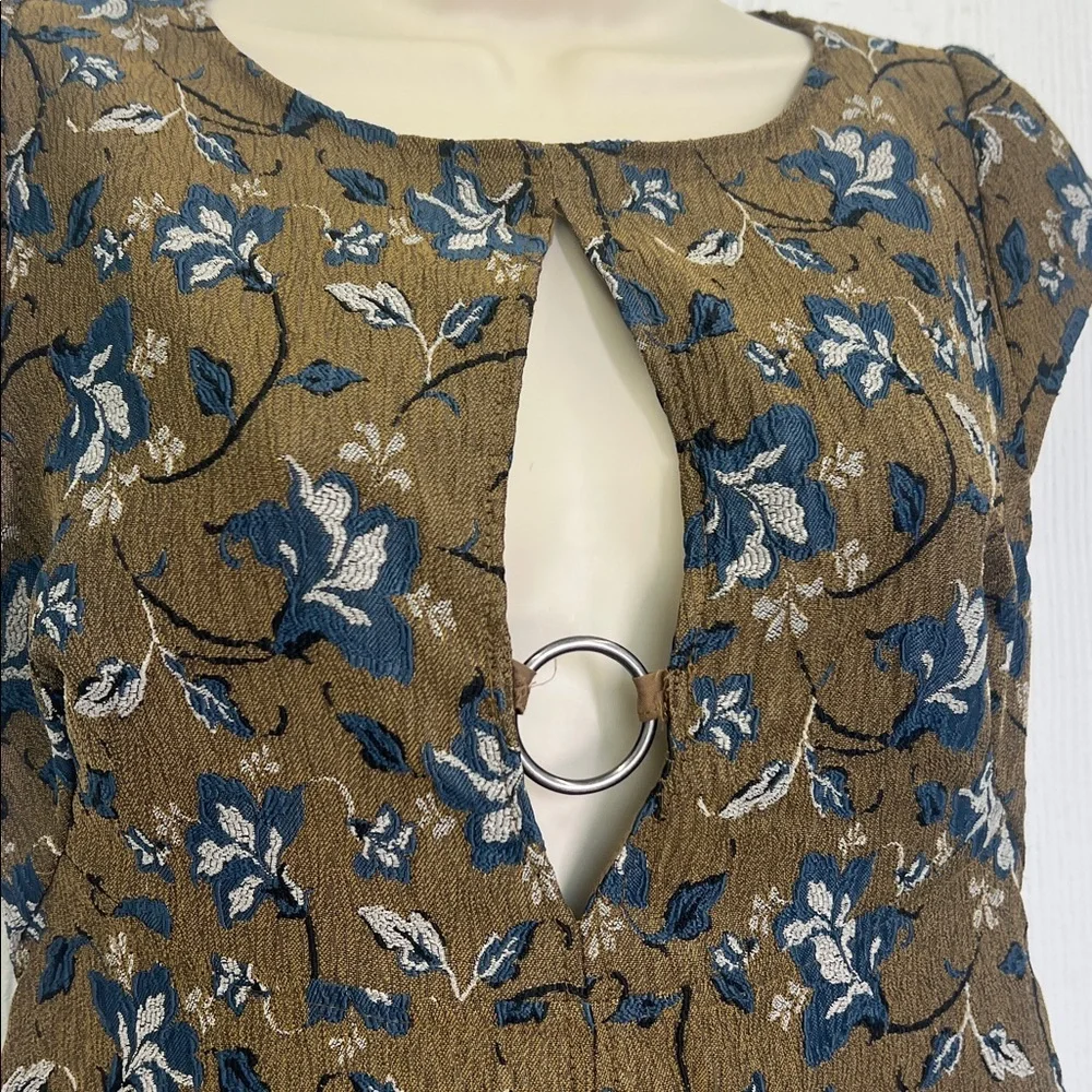 Free People - Say Yes Textured Colorful Keyhole Short Sleeve Mini Dress Size 6